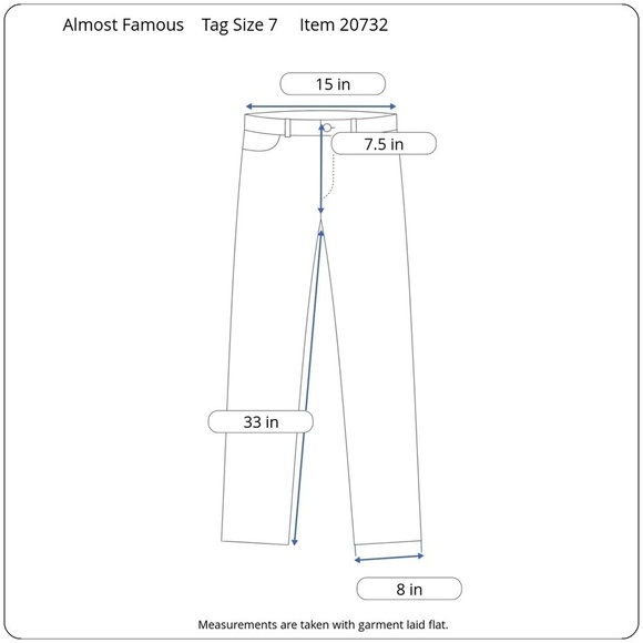 Almost Famous Boot Cut Jeans Dark Wash Heavy Distressed Embellished Pockets Sz 7 - Picture 11 of 11